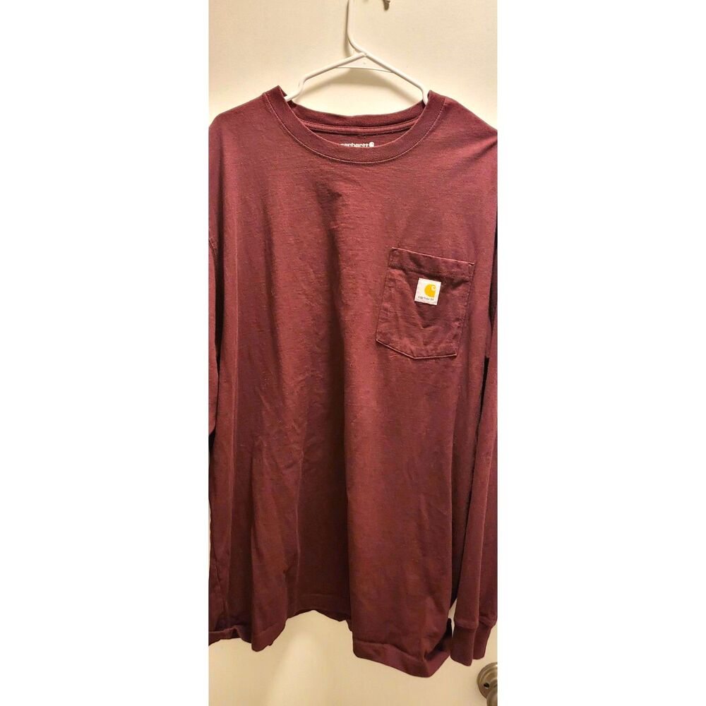 Carhartt Men's Heavyweight Long Sleeve Shirt XL Burgundy color